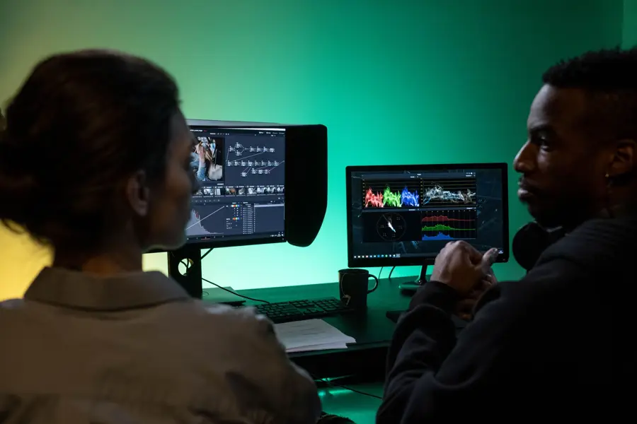 Team working in a digital media studio