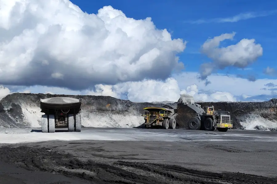 Heavy equipment at an open-pit mine